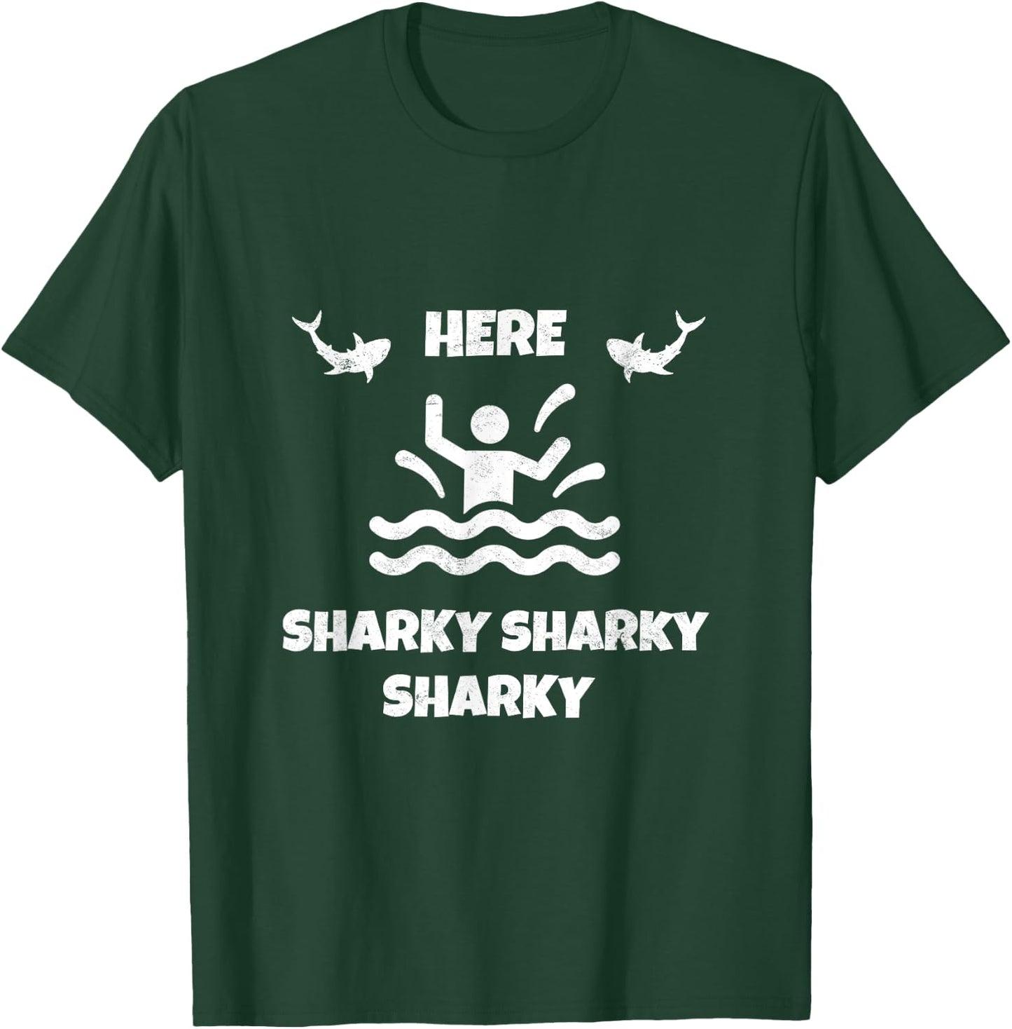 Here Sharky Sharky Fisherman Shark Deep Sea Fishing Angler T-Shirt - T-Shirt | Forest