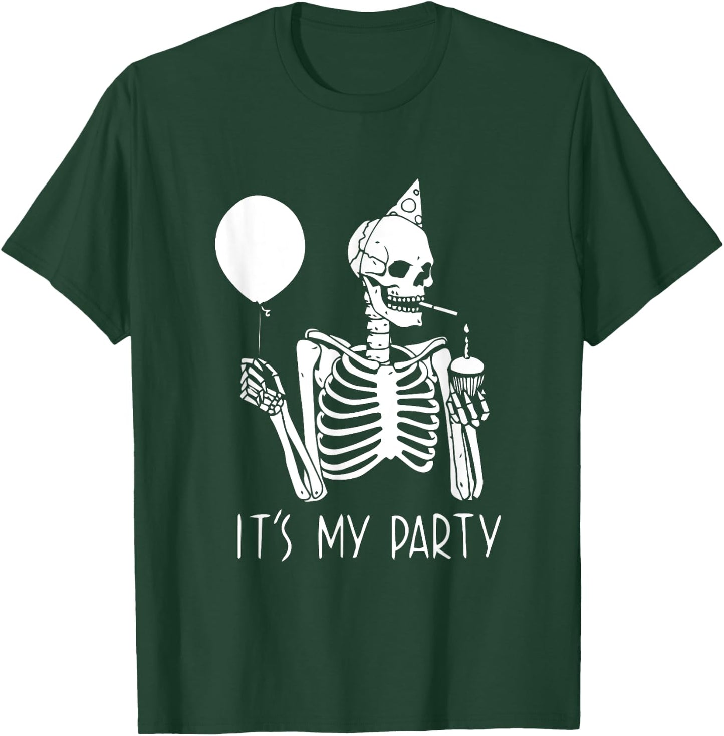 Its My Party Lazy Halloween Costume Skeleton Skull Birthday T-Shirt - T-Shirt | Forest