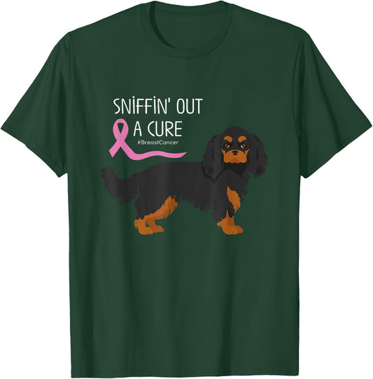 Cavalier King Charles Spaniel Lover Breast Cancer Awareness T-Shirt - T-Shirt | Forest
