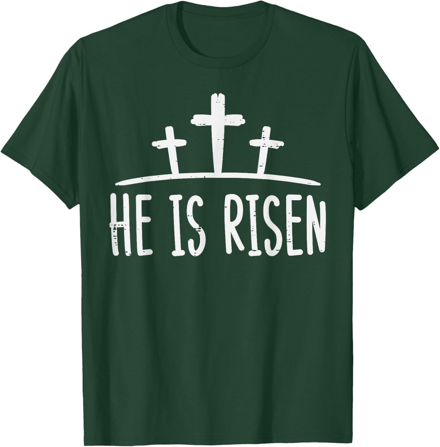 Easter He Is Risen Cross Religious Christian Men Women Kids T-Shirt - T-Shirt | Forest