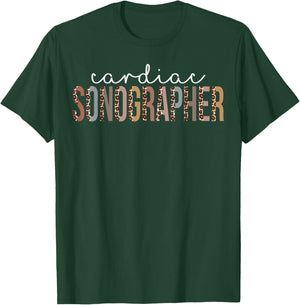 Leopard Cardiac Sonographer Appreciation healthcare workers T-Shirt - T-Shirt | Forest