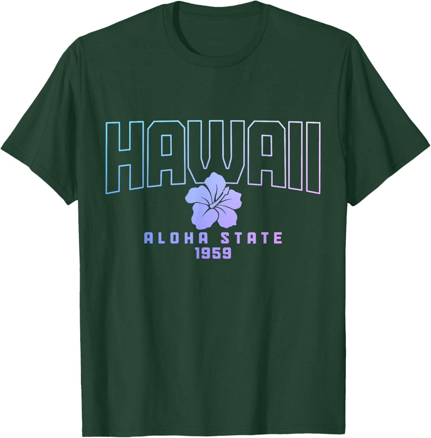 Hawaii Aloha State Hibiscus Surf Surfer Maui Kauai Hawaiian T-Shirt - T-Shirt | Forest
