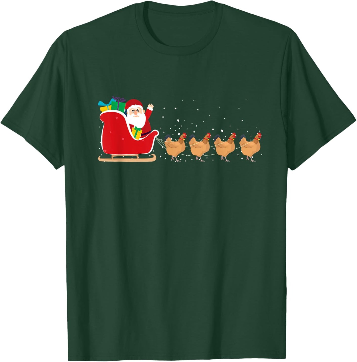 Chicken Santa Christmas Sleigh - Funny Chicken Xmas T-Shirt - T-Shirt | Forest