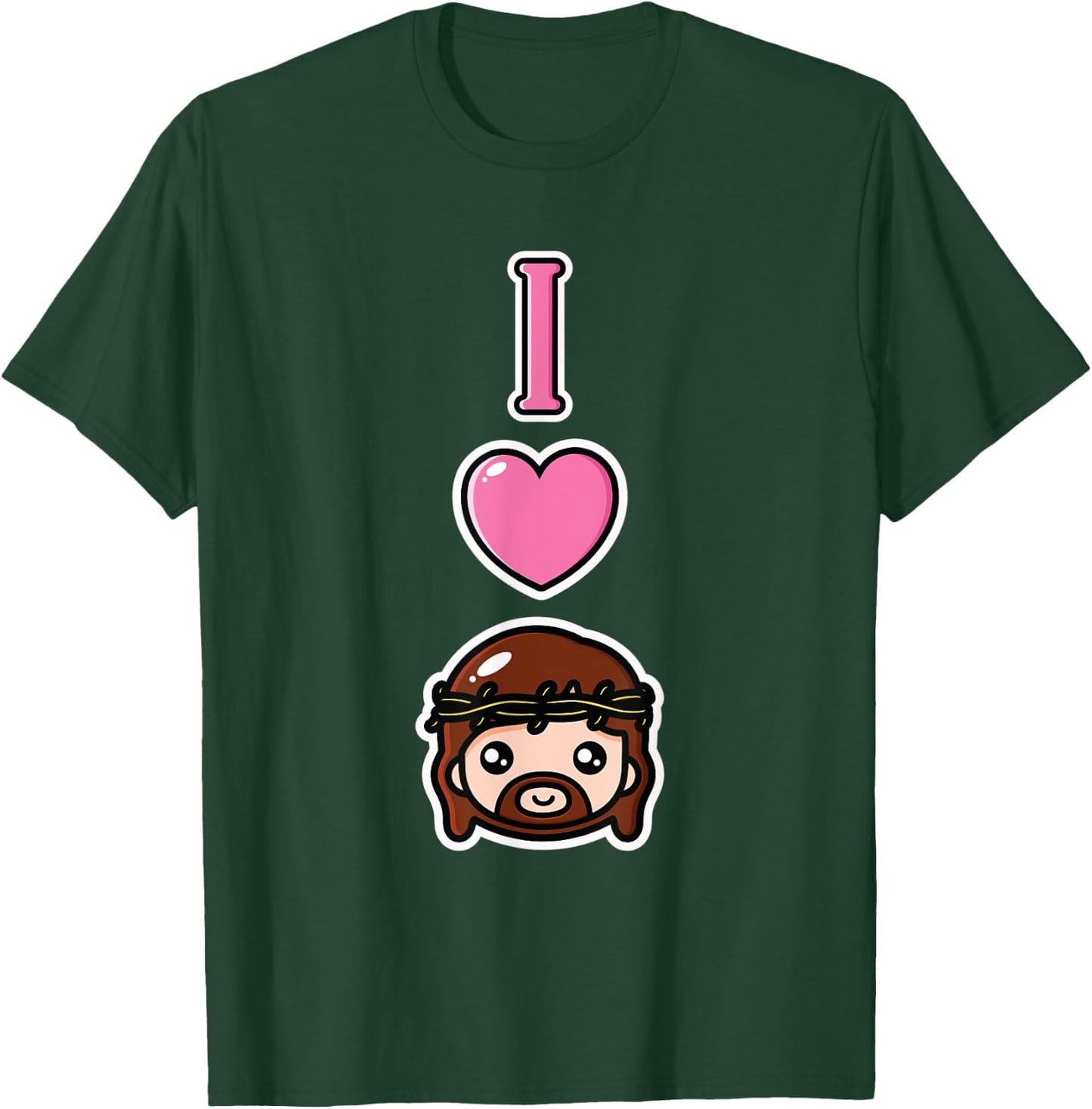 I Love Jesus Anime Style Pro Christian Religious Kids Girls T-Shirt - T-Shirt | Forest