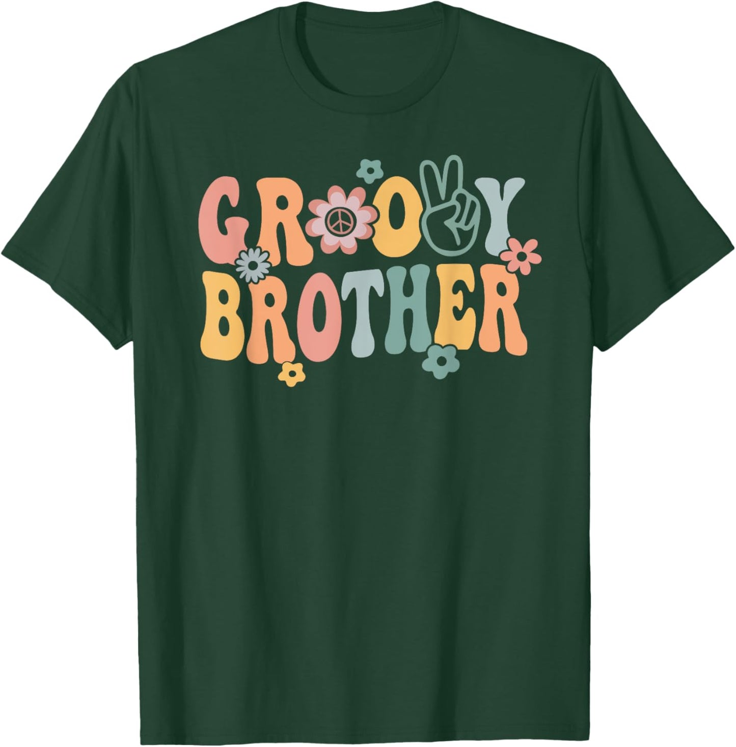 Groovy Brother Retro Bro Matching Family 1st Birthday Party T-Shirt - T-Shirt | Forest