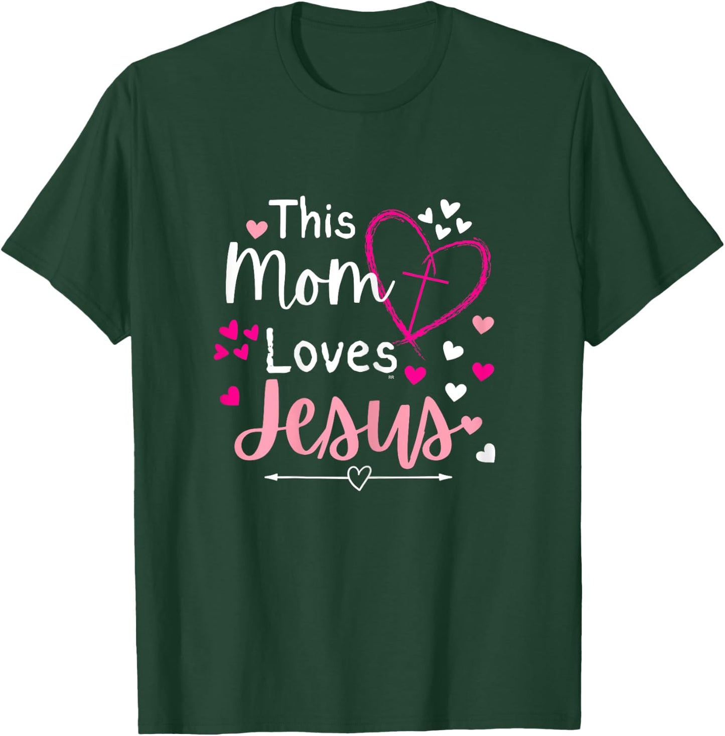 THIS MOM LOVES JESUS/ Mother's Day Christian Gift T-Shirt - T-Shirt | Forest