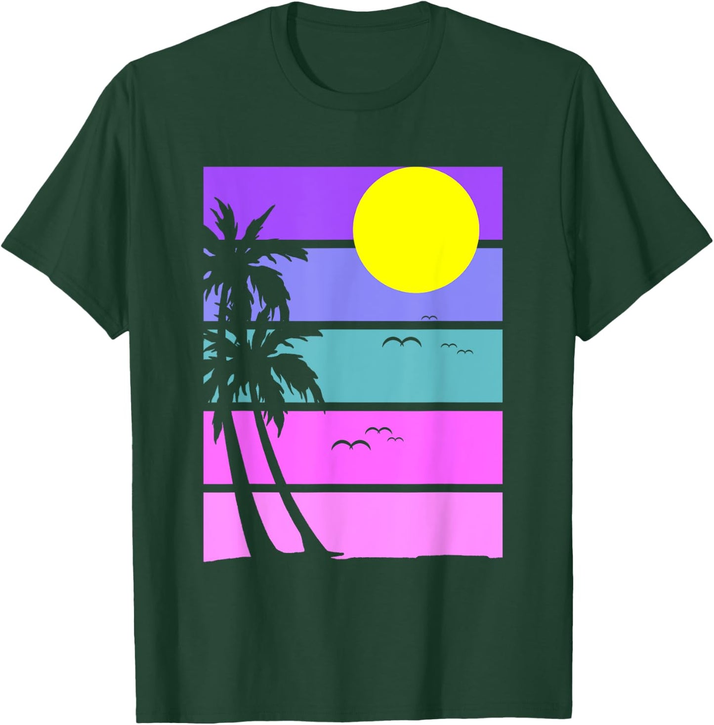 Retro 80s Aesthetic Palm Trees 1990s Tropical Vaporwave T-Shirt - T-Shirt | Forest