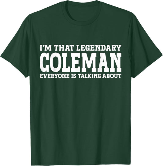Coleman Surname Funny Team Family Last Name Coleman T-Shirt - T-Shirt | Forest