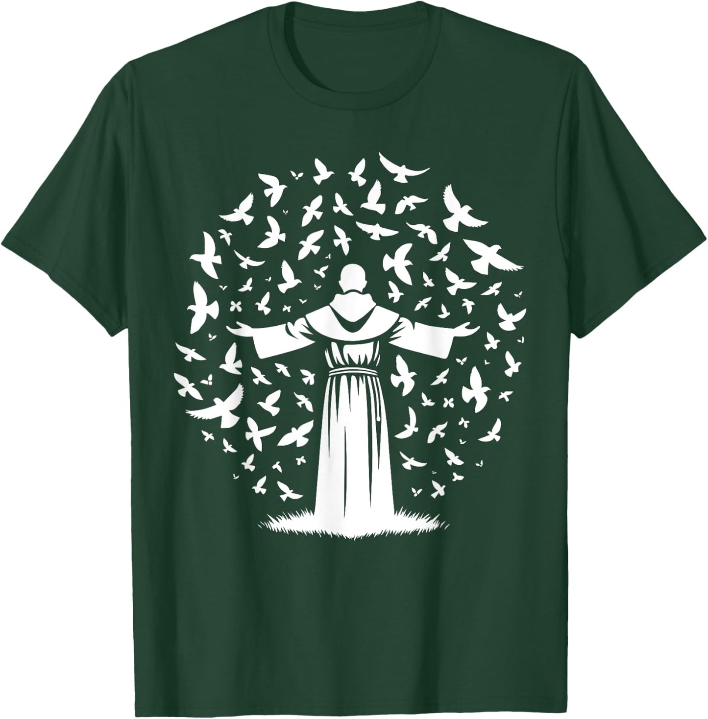 St Francis of Assisi Patron Saint of Animals Birds Catholic T-Shirt - T-Shirt | Forest