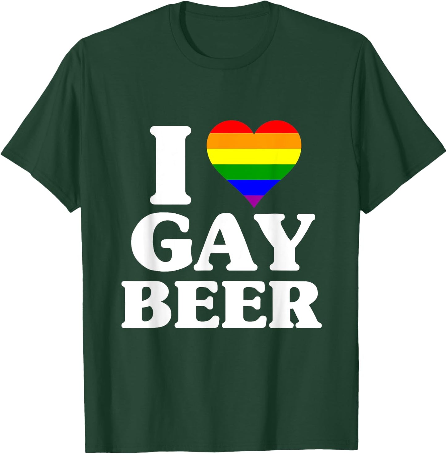I Love Heart Gay Beer - Rainbow Gay Pride Heart T-Shirt - T-Shirt | Forest