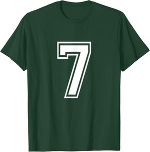 Number 7 Front + Back Varsity Sports Team 7th Birthday T-Shirt - T-Shirt | Forest