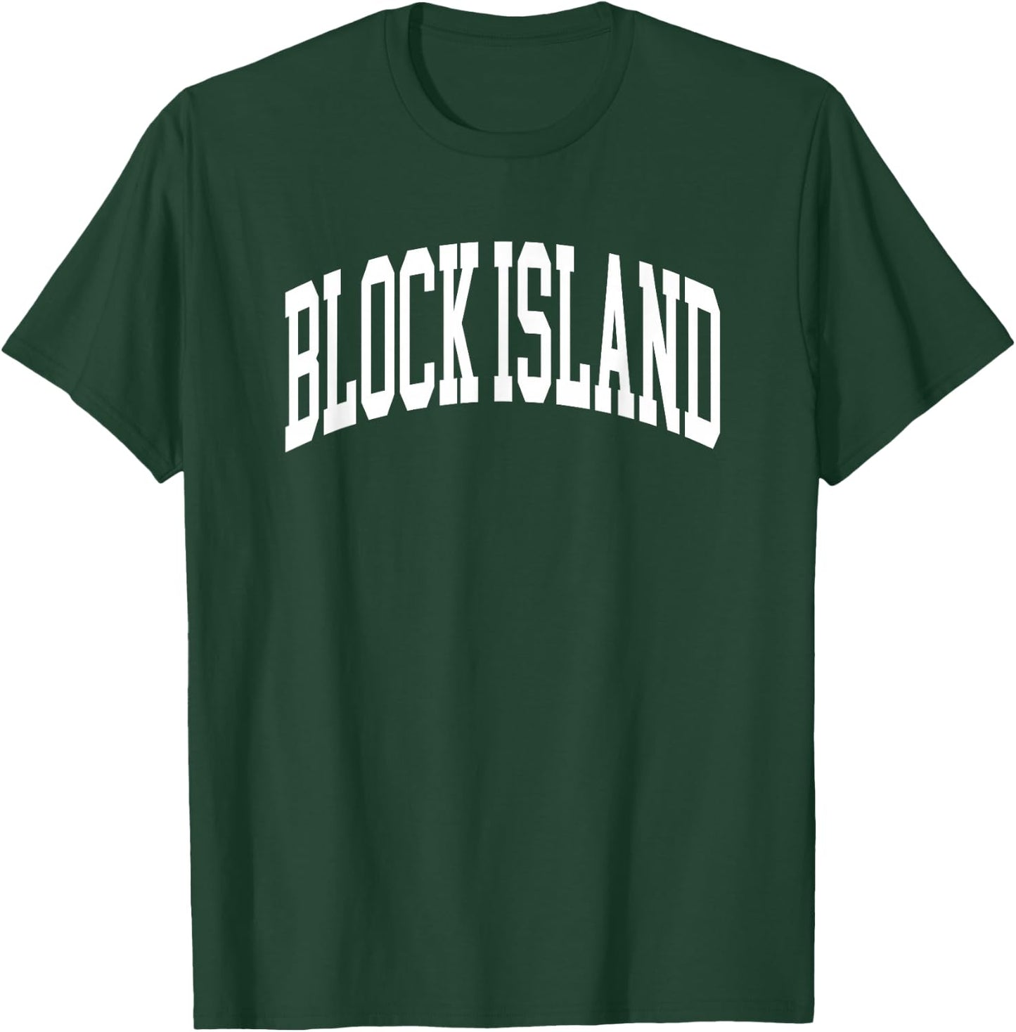 Retro Block Island Rhode Island Souvenir Athletic Throwback T-Shirt - T-Shirt | Forest