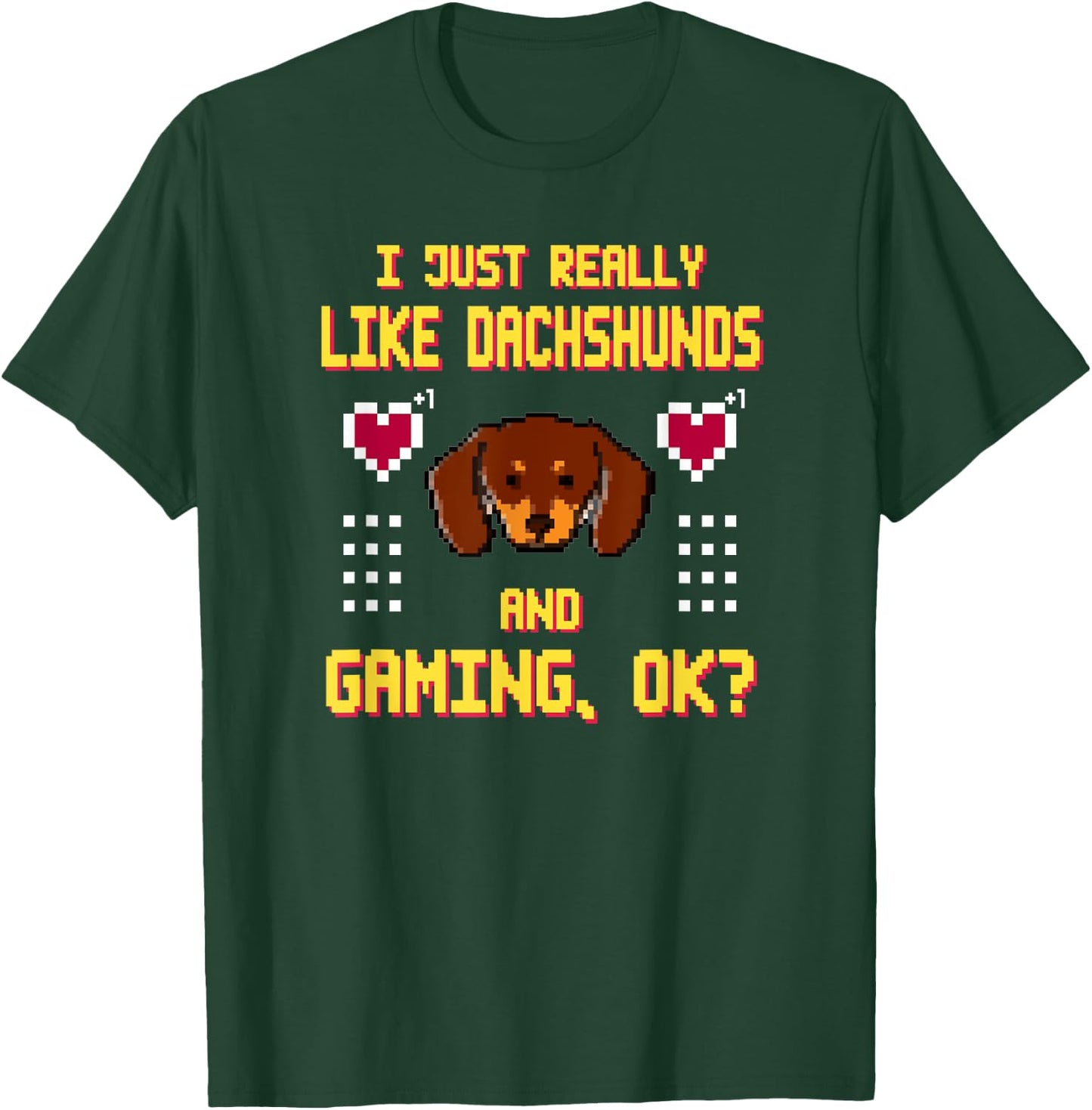 Gamer Dachshund Funny Dog Video Games Funny Gaming Men Women T-Shirt - T-Shirt | Forest