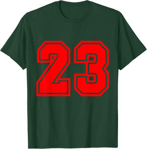 Number #23 Red Varsity Favorite Number T-Shirt - T-Shirt | Forest