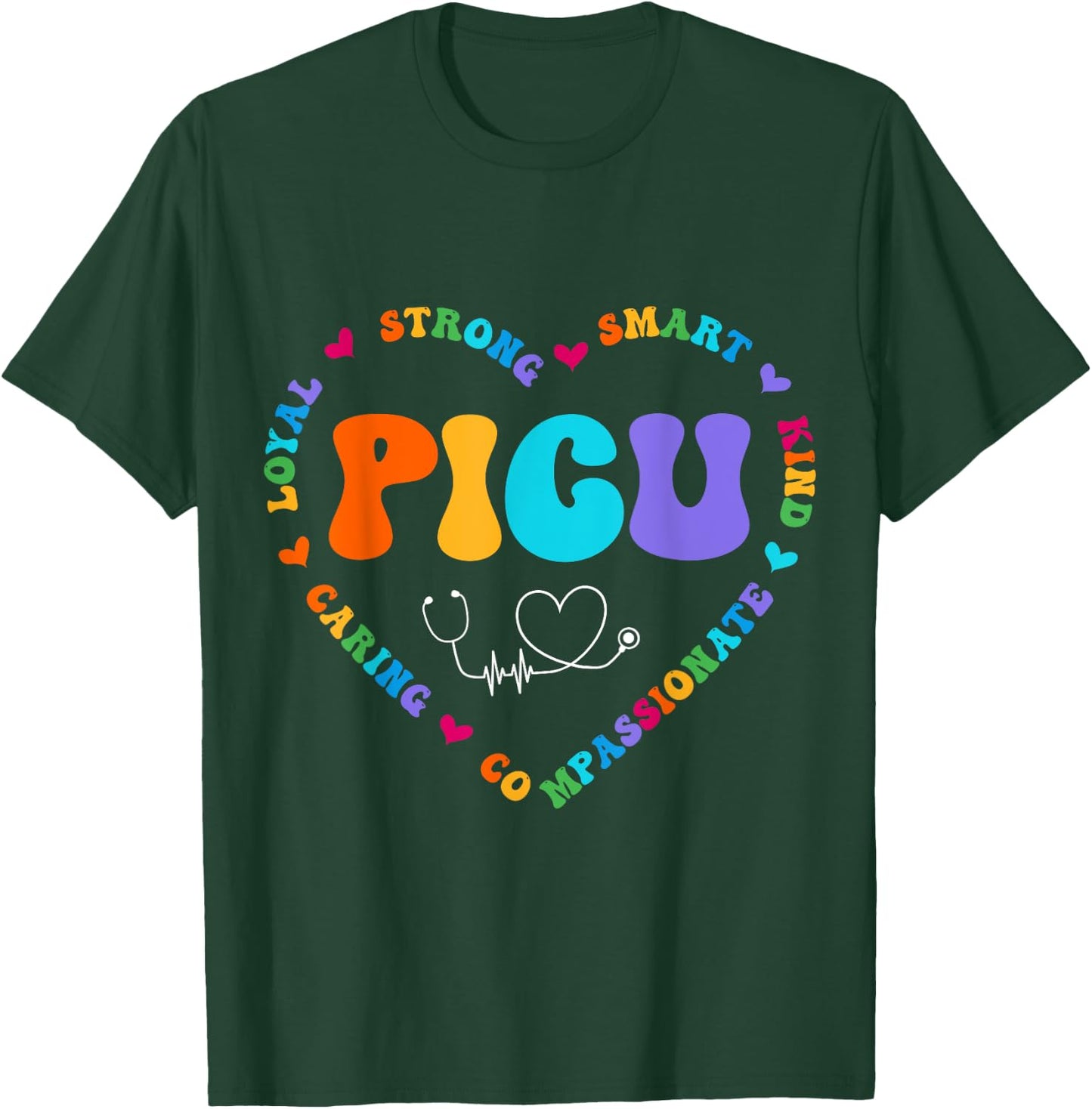 Cute PICU Nurse Appreciation Nursing T-Shirt - T-Shirt | Forest