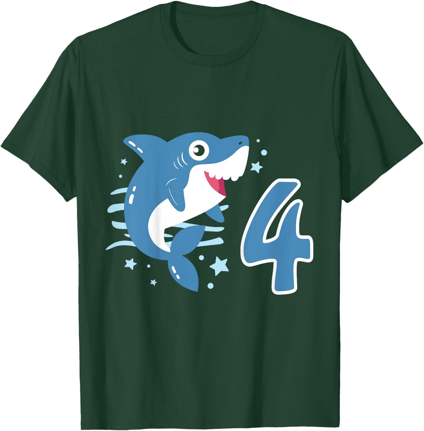 Kids 4th Birthday Boys Shark 4 years Old Ocean Shark B-day T-Shirt - T-Shirt | Forest