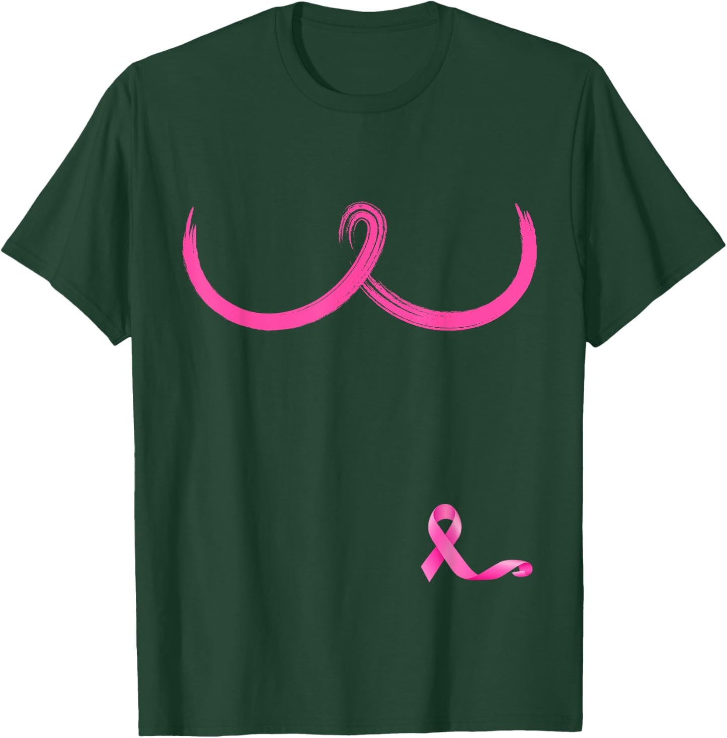 Pink Ribbon Boobs Support Women Breast Cancer Awareness T-Shirt - T-Shirt | Forest