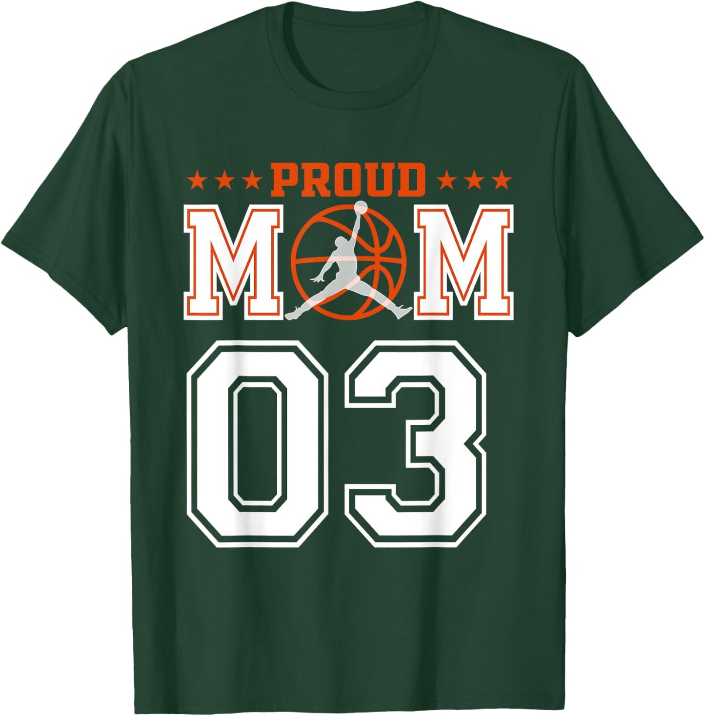 Custom Number 03 Proud Basketball Mom Personalized Sport Lov T-Shirt - T-Shirt | Forest