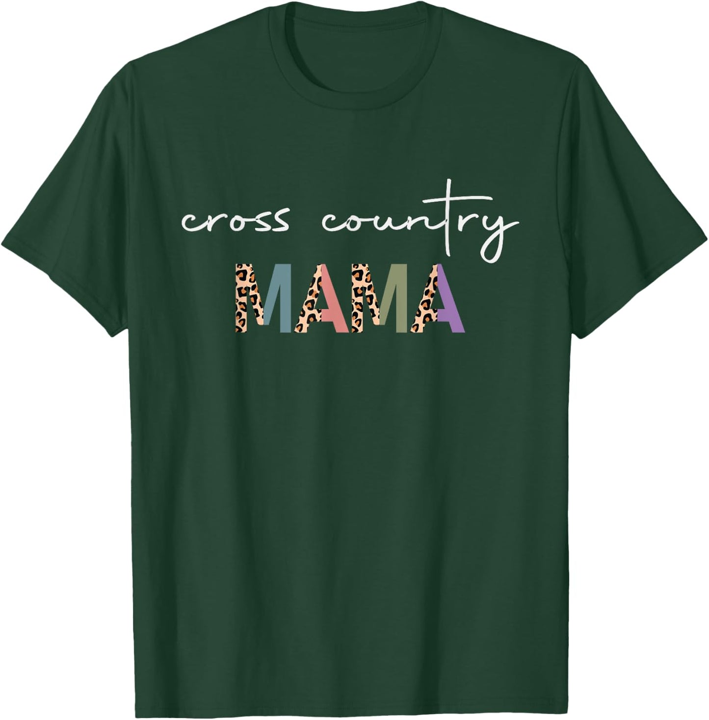 Cross Country Mama Women Gift - Funny Runner Mom Leopard T-Shirt - T-Shirt | Forest
