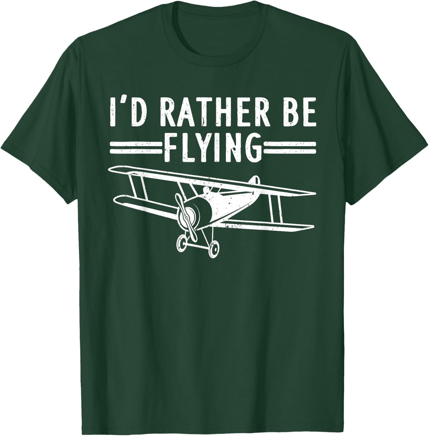 Cool Pilot Gift Airplane Plane Stuff & Accessories -Adults, Kids Black Short Sleeve Modern Novelty 'I'd Rather be Flying' T-Shirt - T-Shirt | Forest
