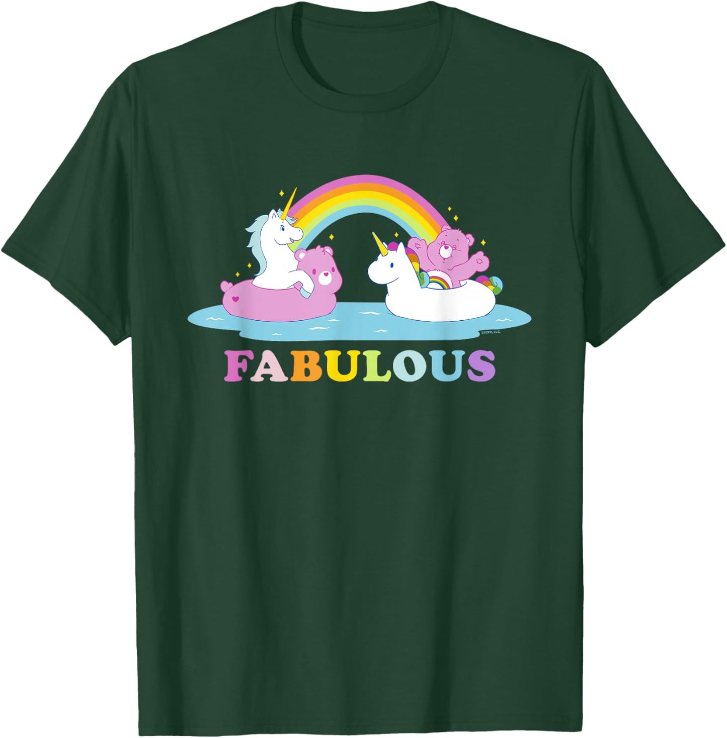 Care Bears Rainbow Fabulous With Cheer Bear And Unicorn T-Shirt - T-Shirt | Forest