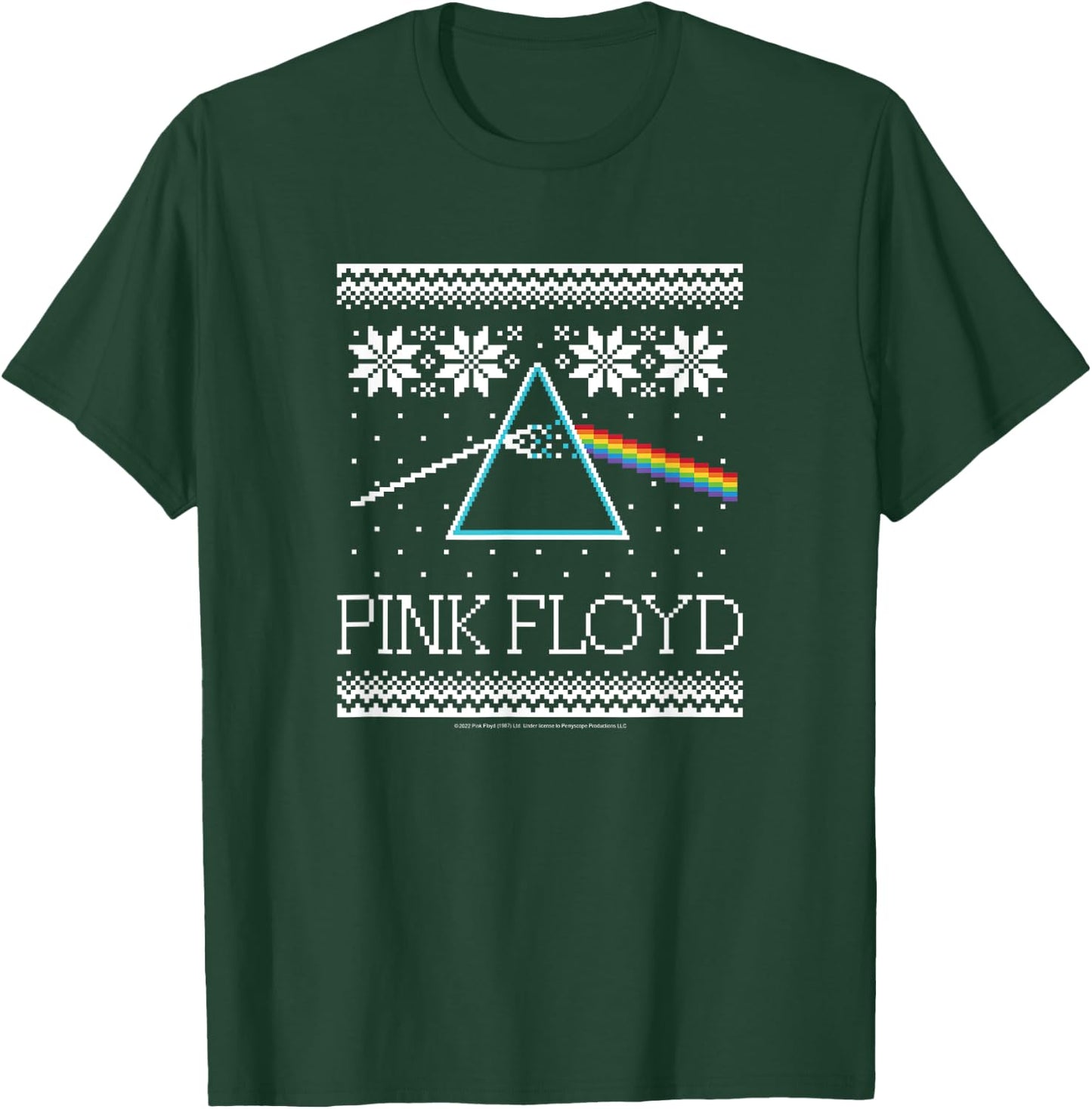 Pink Floyd - The Dark Side Of The Moon Christmas Pattern T-Shirt - T-Shirt | Forest