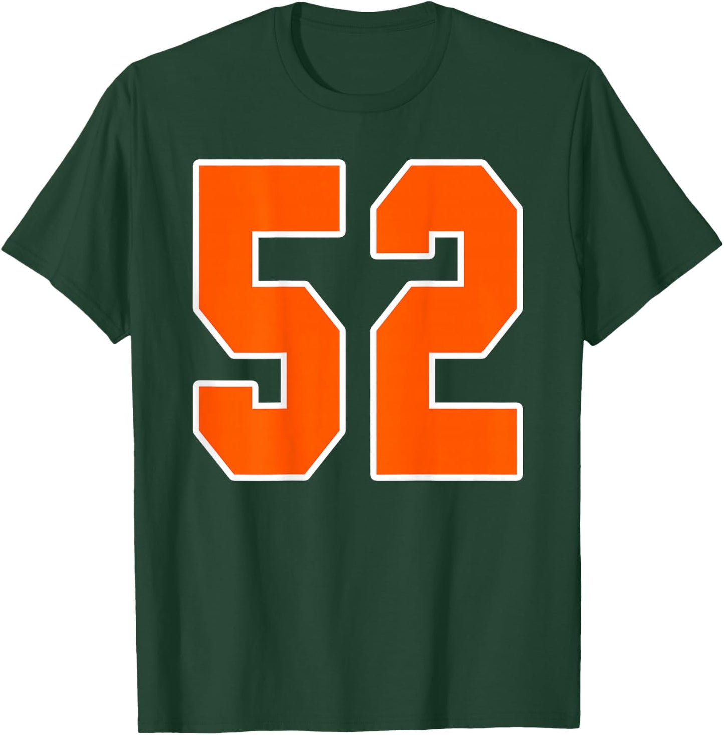 Back Print Orange Sports Block Number 52 For Sports Team T-Shirt - T-Shirt | Forest