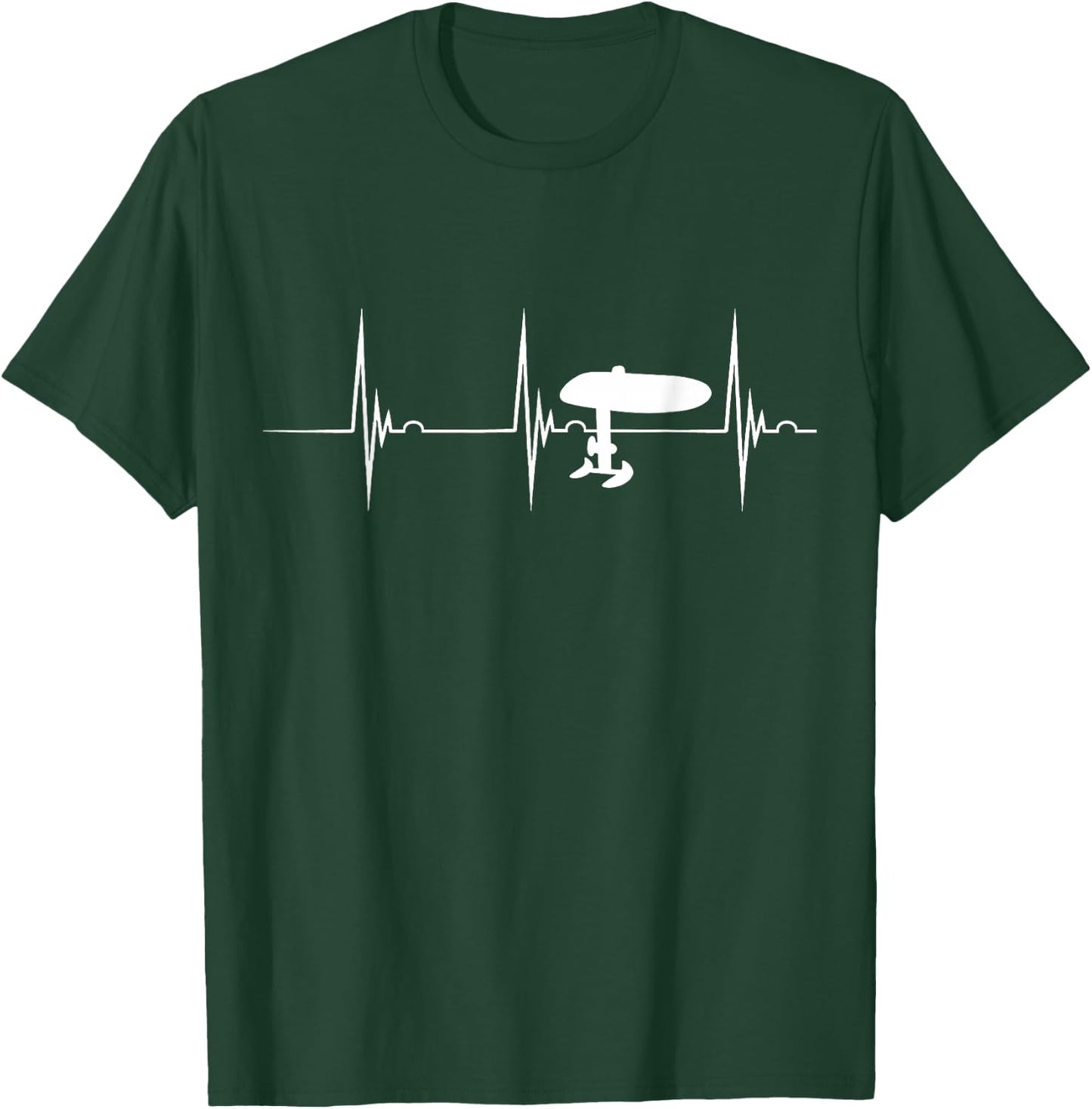 Electric Hydrofoil Surfboard Efoil Heartbeat EKG Pulse Foil T-Shirt - T-Shirt | Forest