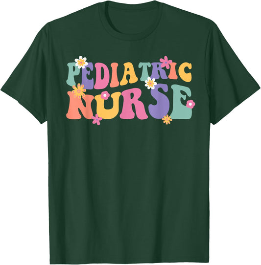 Pediatric Nurse PEDS ER Nurse Emergency Room Nursing Groovy T-Shirt - T-Shirt | Forest