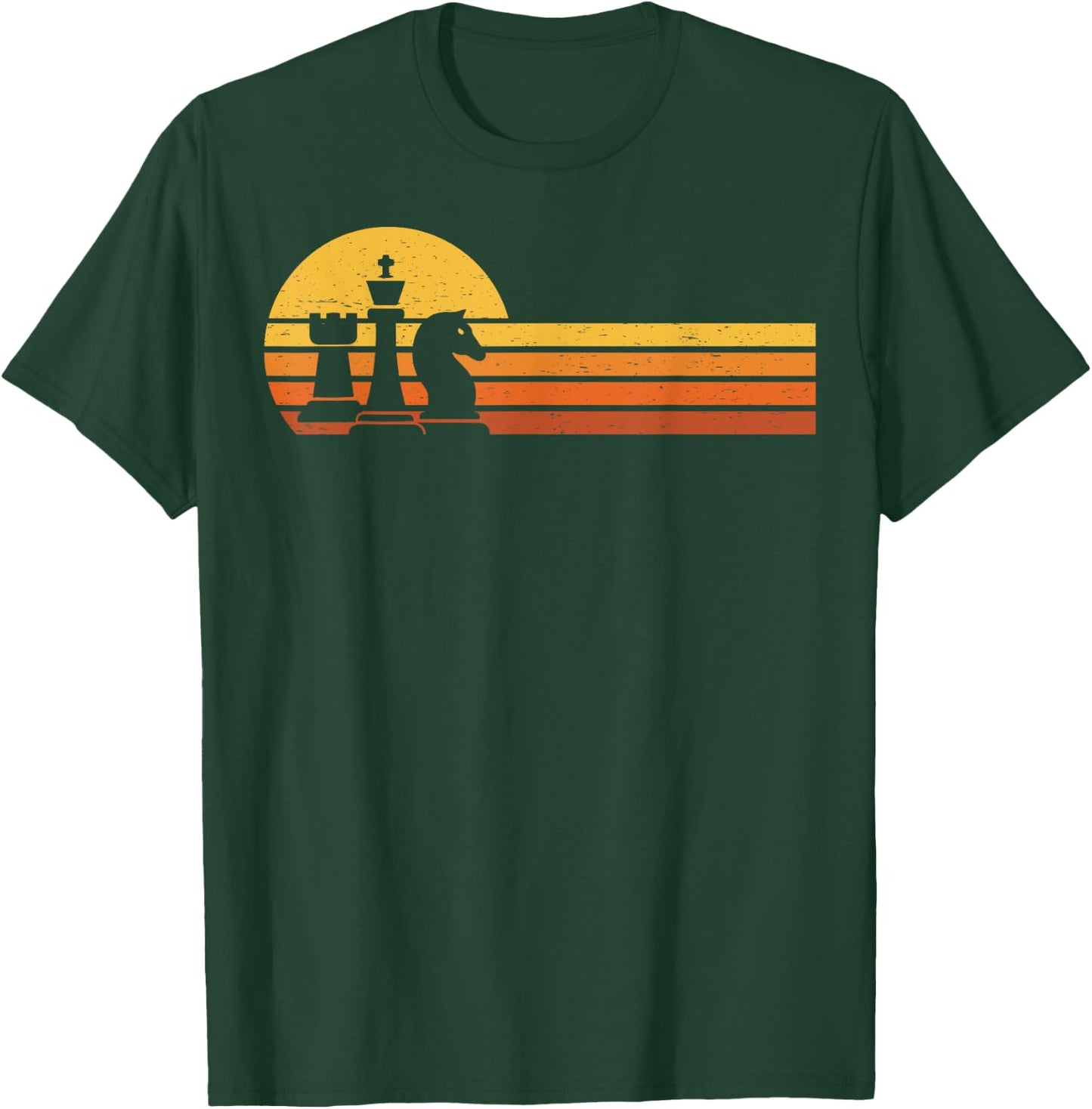 Vintage Chess Player Retro Sunset Design Chess Pieces T-Shirt - T-Shirt | Forest