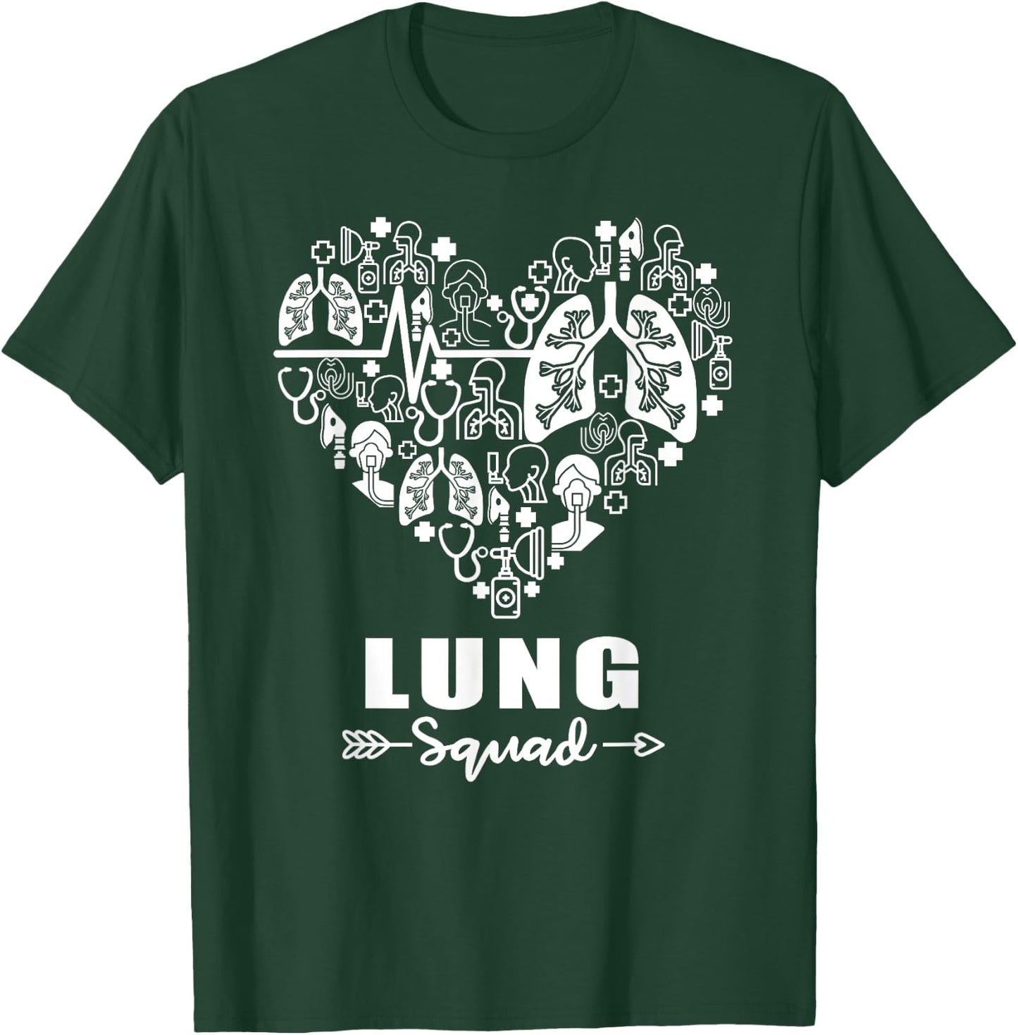 Lung Squad Heart Funny Respiratory Team T-Shirt - T-Shirt | Forest