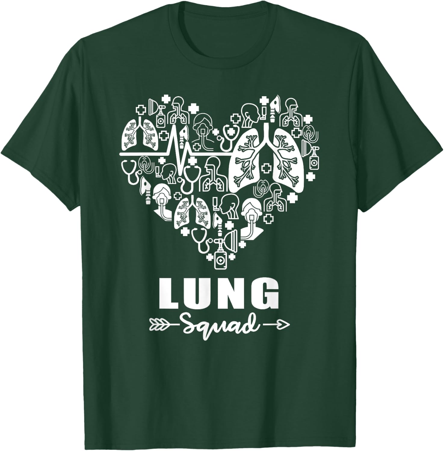 Lung Squad Heart Funny Respiratory Team T-Shirt - T-Shirt | Forest