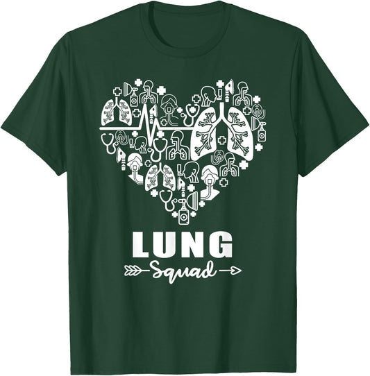 Lung Squad Heart Funny Respiratory Team T-Shirt - T-Shirt | Forest