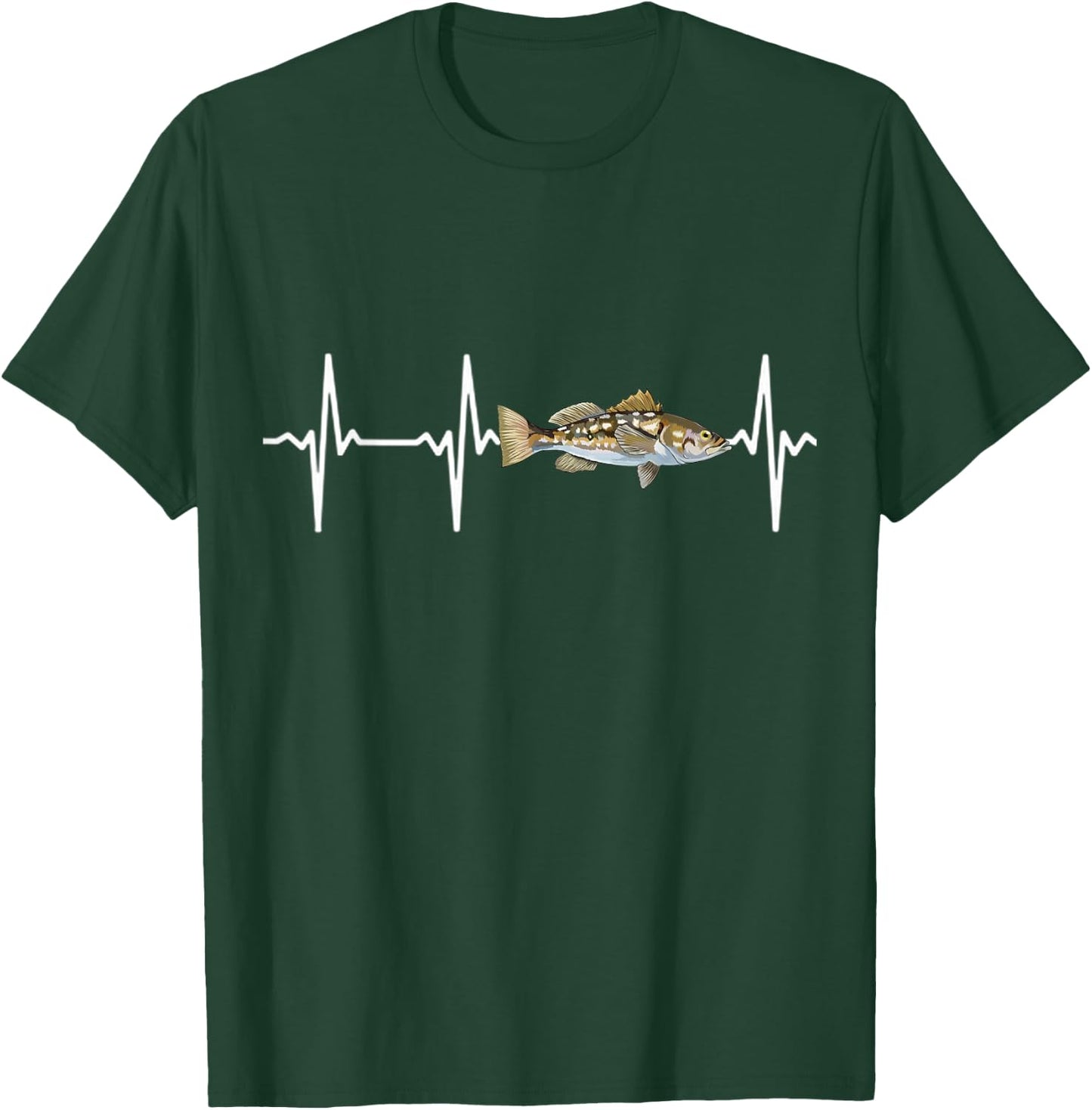 Calico Bass Heartbeat For Saltwater Fish Fishing Lovers T-Shirt - T-Shirt | Forest
