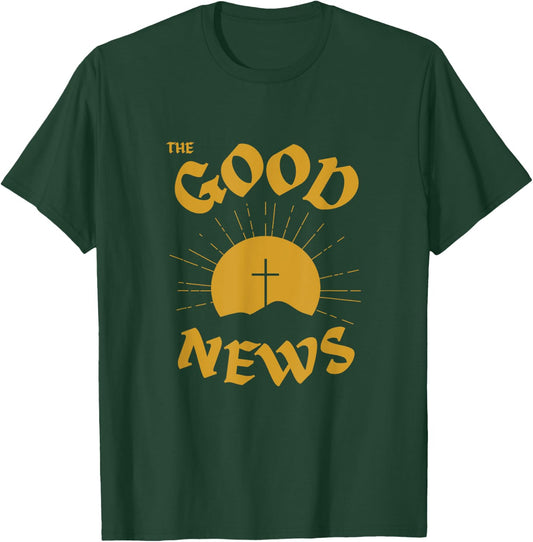 The Good News, Jesus Cross Positivity, Christian Devotional T-Shirt - T-Shirt | Forest