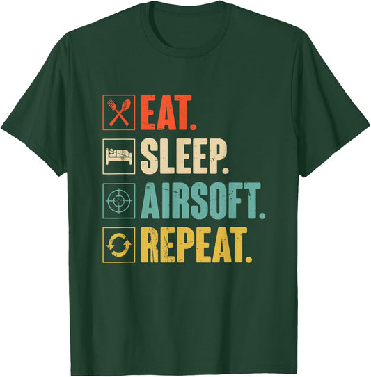 Eat Sleep Airsoft Repeat Funny Air-Soft Sport Gift T-Shirt - T-Shirt | Forest