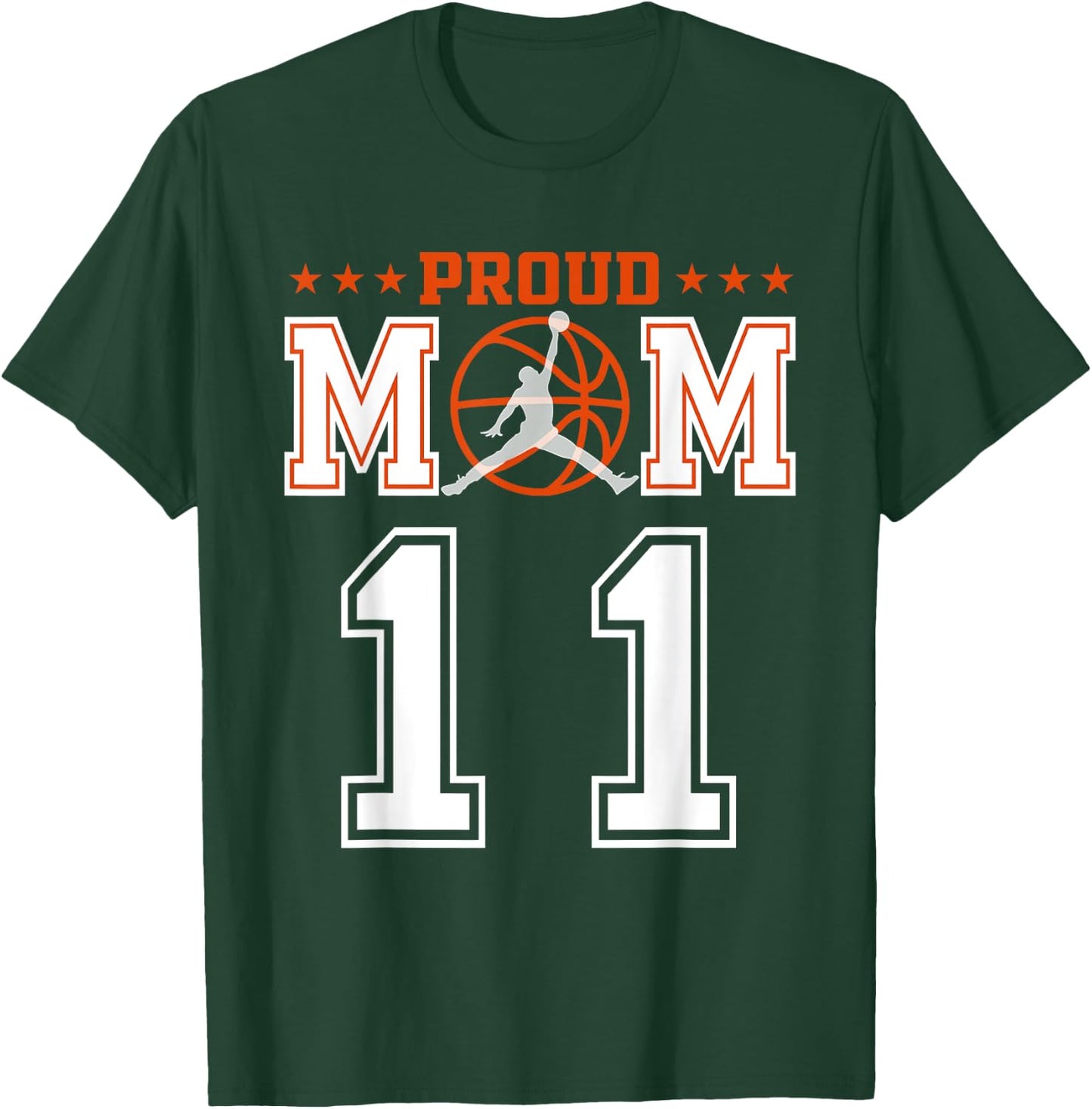 Custom Number 11 Proud Basketball Mom Personalized Sport Lov T-Shirt - T-Shirt | Forest