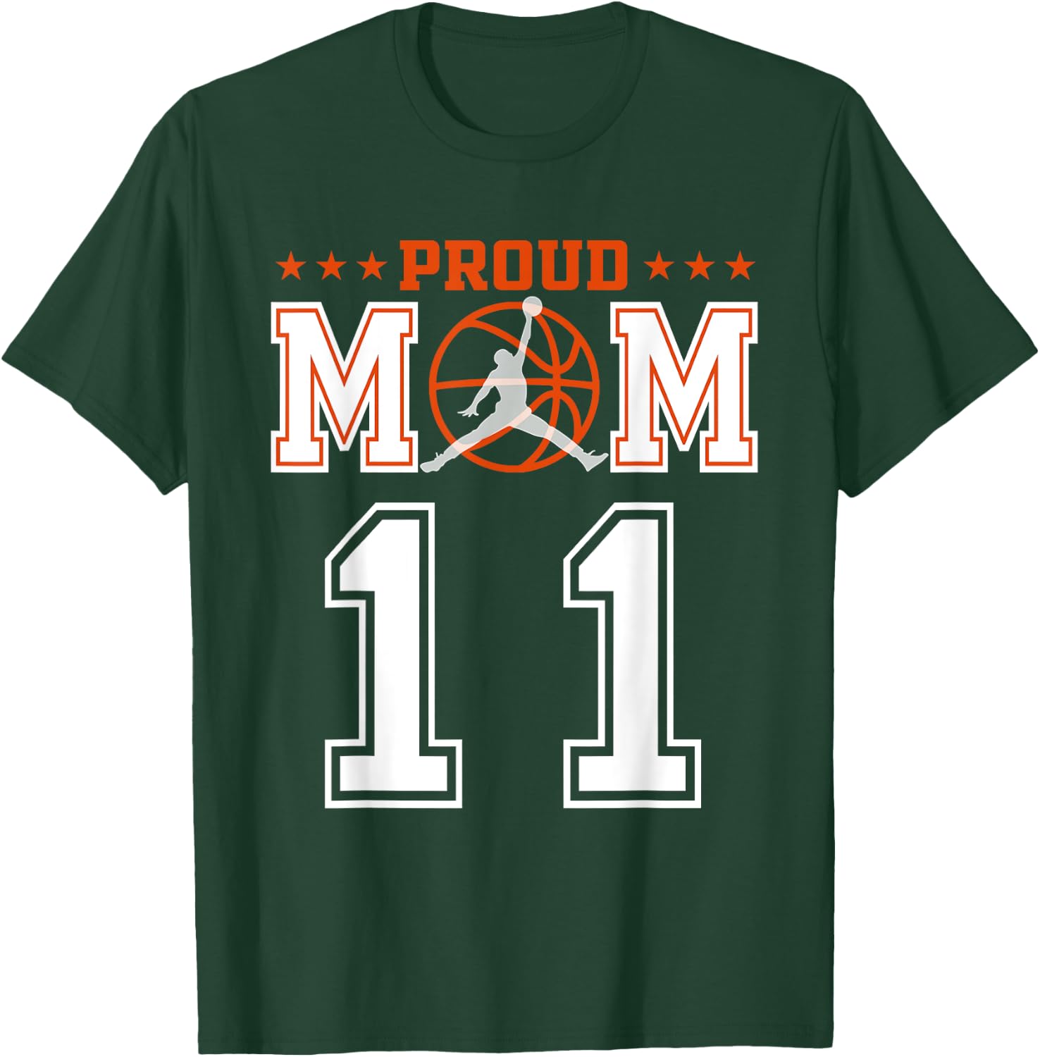 Custom Number 11 Proud Basketball Mom Personalized Sport Lov T-Shirt - T-Shirt | Forest