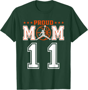 Custom Number 11 Proud Basketball Mom Personalized Sport Lov T-Shirt - T-Shirt | Forest