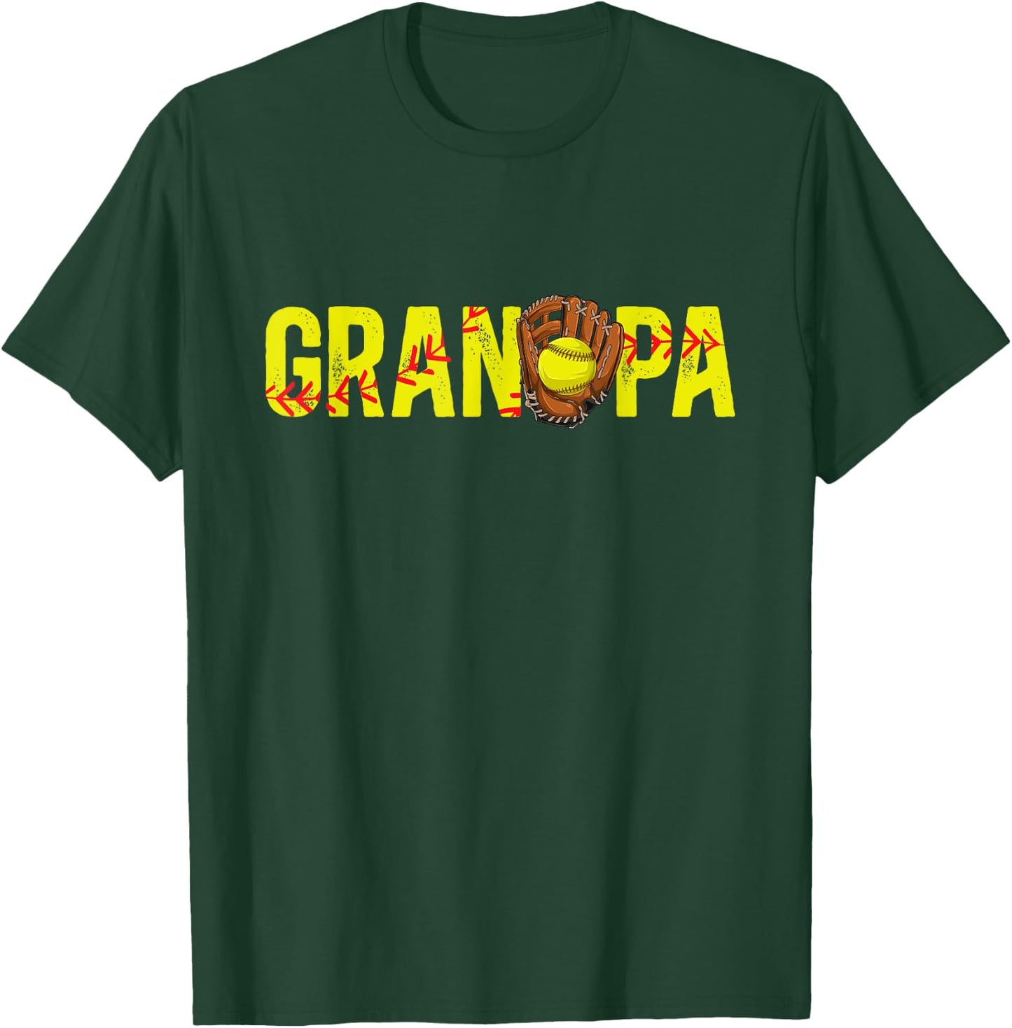 Grandpa Softball Grandpa Softball Player Grandfather T-Shirt - T-Shirt | Forest