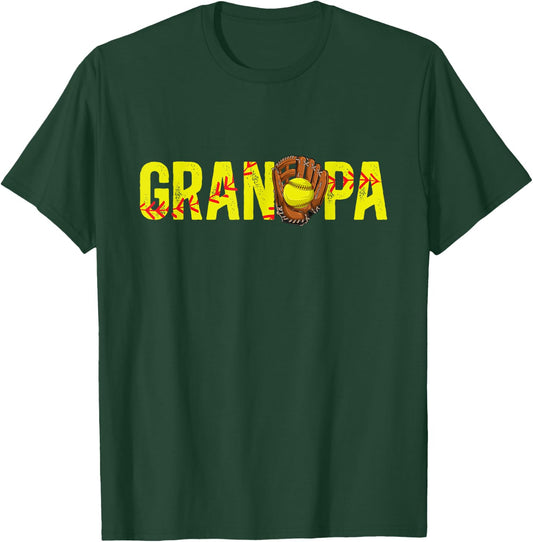 Grandpa Softball Grandpa Softball Player Grandfather T-Shirt - T-Shirt | Forest