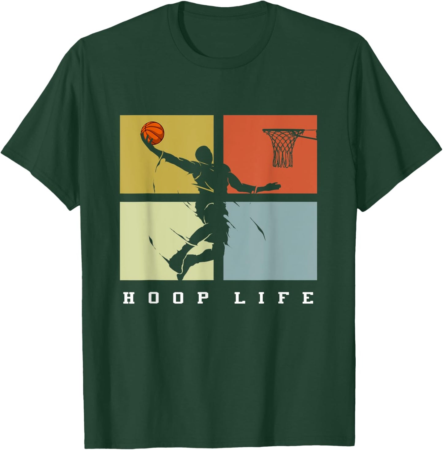 Basketball Hoop Life Player Retro Gift Men Boys Youth T-Shirt - T-Shirt | Forest