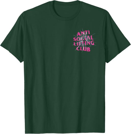 Anti Social Lifting Club: Bullet Hot Pink (Front + Back) T-Shirt - T-Shirt | Forest