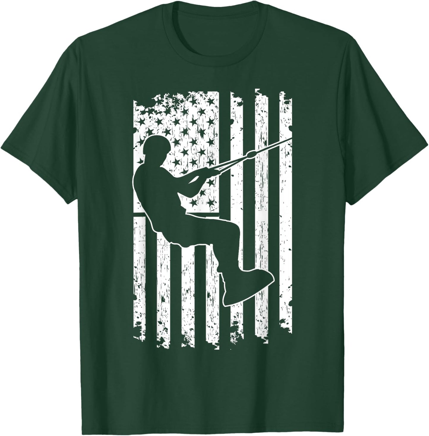 Wakeboarding Silhouette USA Flag Waterskiing Wakeboarder Kids Men T-Shirt - T-Shirt | Forest