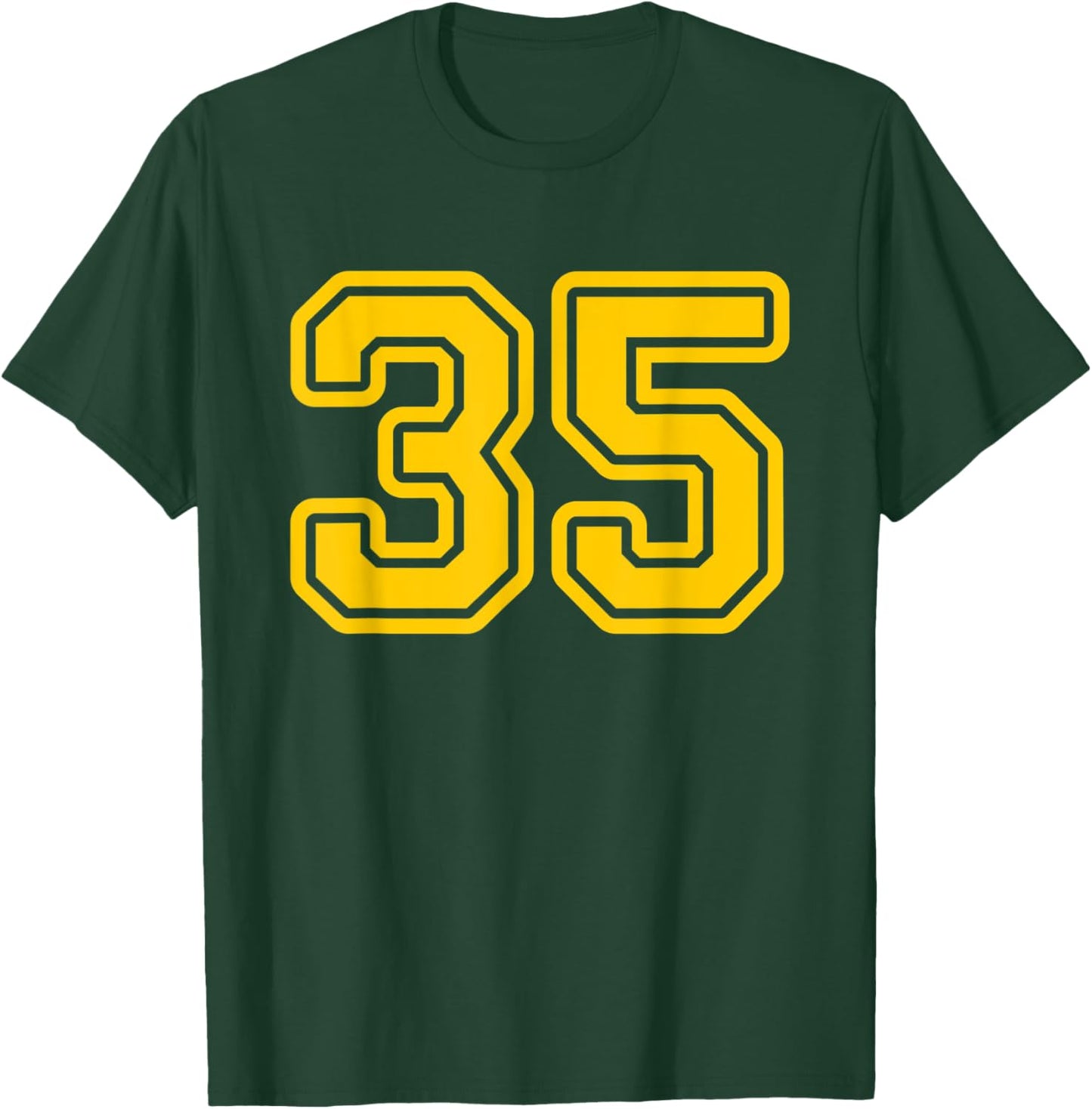 Jersey #35 Golden Yellow Sports Team Jersey Number 35 T-Shirt - T-Shirt | Forest
