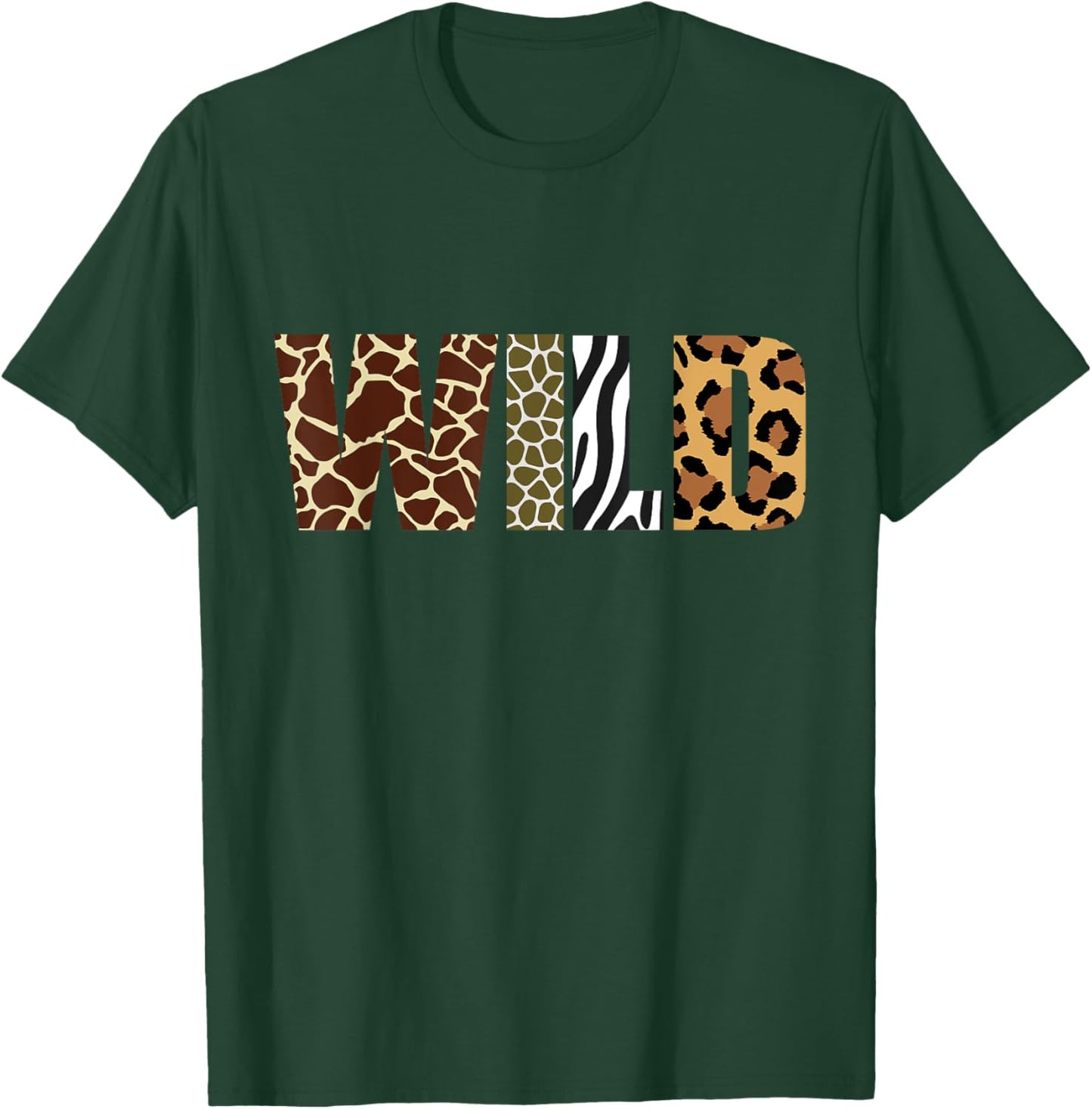 Wild Animal Pattern Giraffe tiger Leopard Animal Print T-Shirt - T-Shirt | Forest
