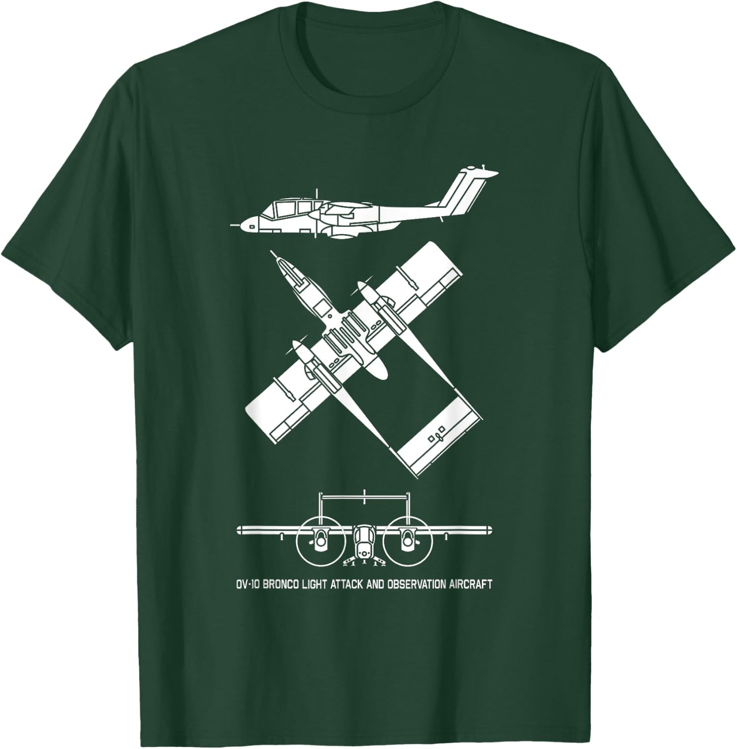 OV-10 Bronco American Plane Cutout Silhouette T-Shirt - T-Shirt | Forest