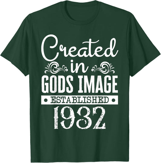 Created In Gods Image Established 1932 Religious Christian T-Shirt - T-Shirt | Forest