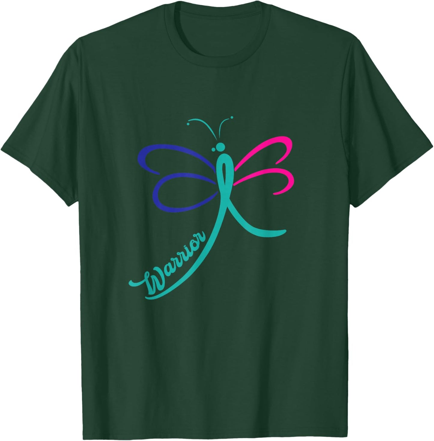 Warrior Thyroid Cancer Butterfly Band Awareness T-Shirt - T-Shirt | Forest
