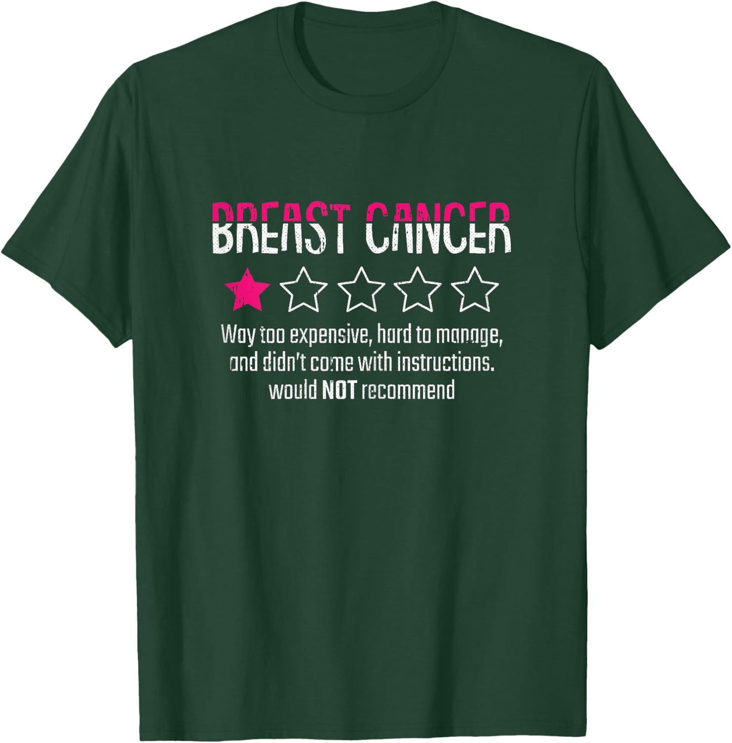 1 Star Rating Breast Cancer Awareness Funny Fighter T-Shirt - T-Shirt | Forest